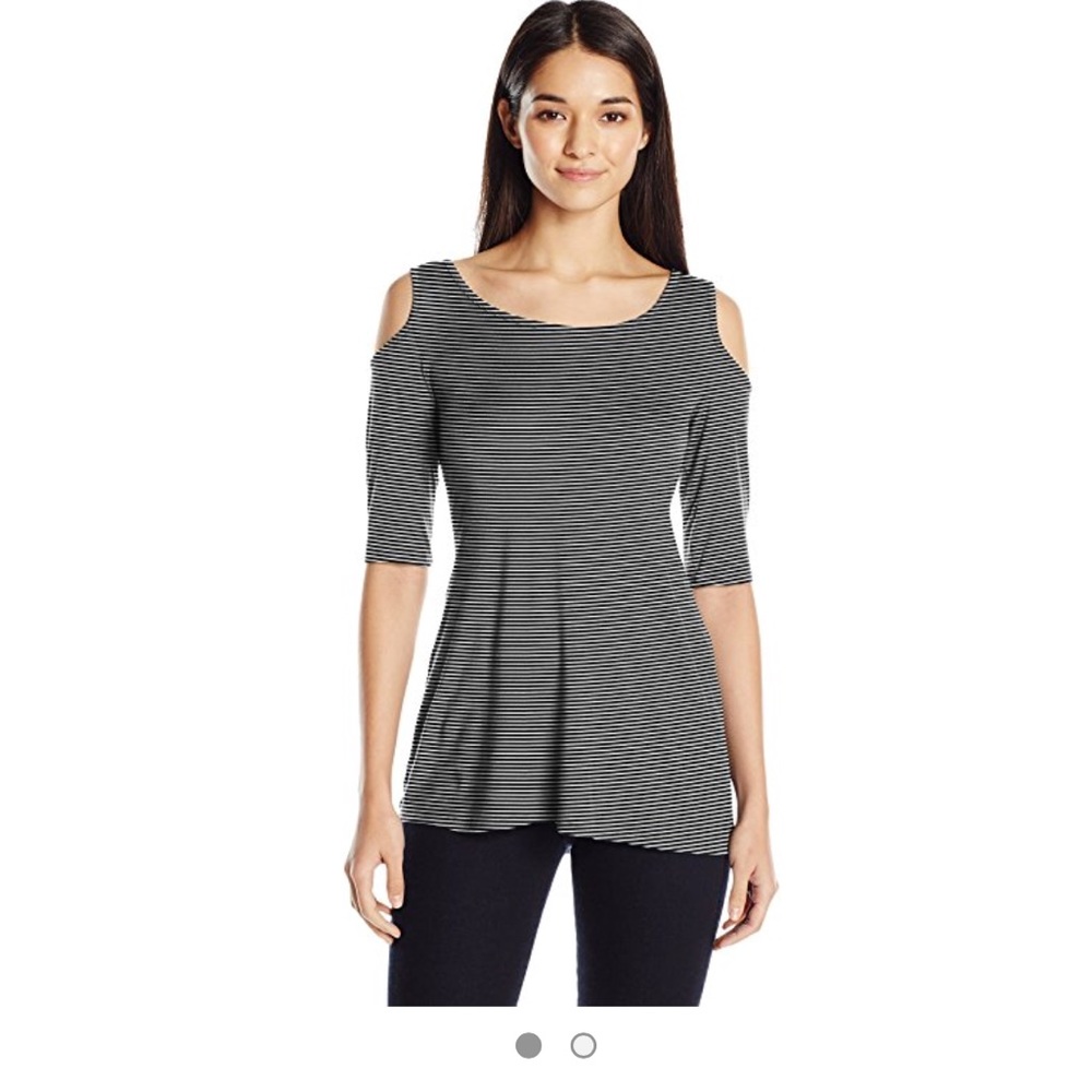 Striped Shirt with Shoulder Cut-outs